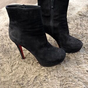 Christian Louboutin Black and Red Heeled Boots